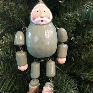 Wooden puppet Santa Christmas ornament